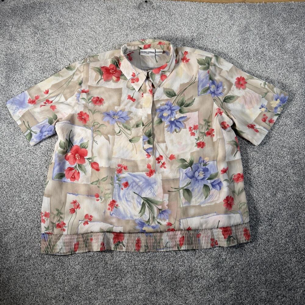 Vtg 80s 90s Alfred Dunner Shirt 20W Floral Cottagecore Grandma Chic Romantic